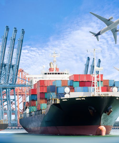 Container ship carrying cargo from China