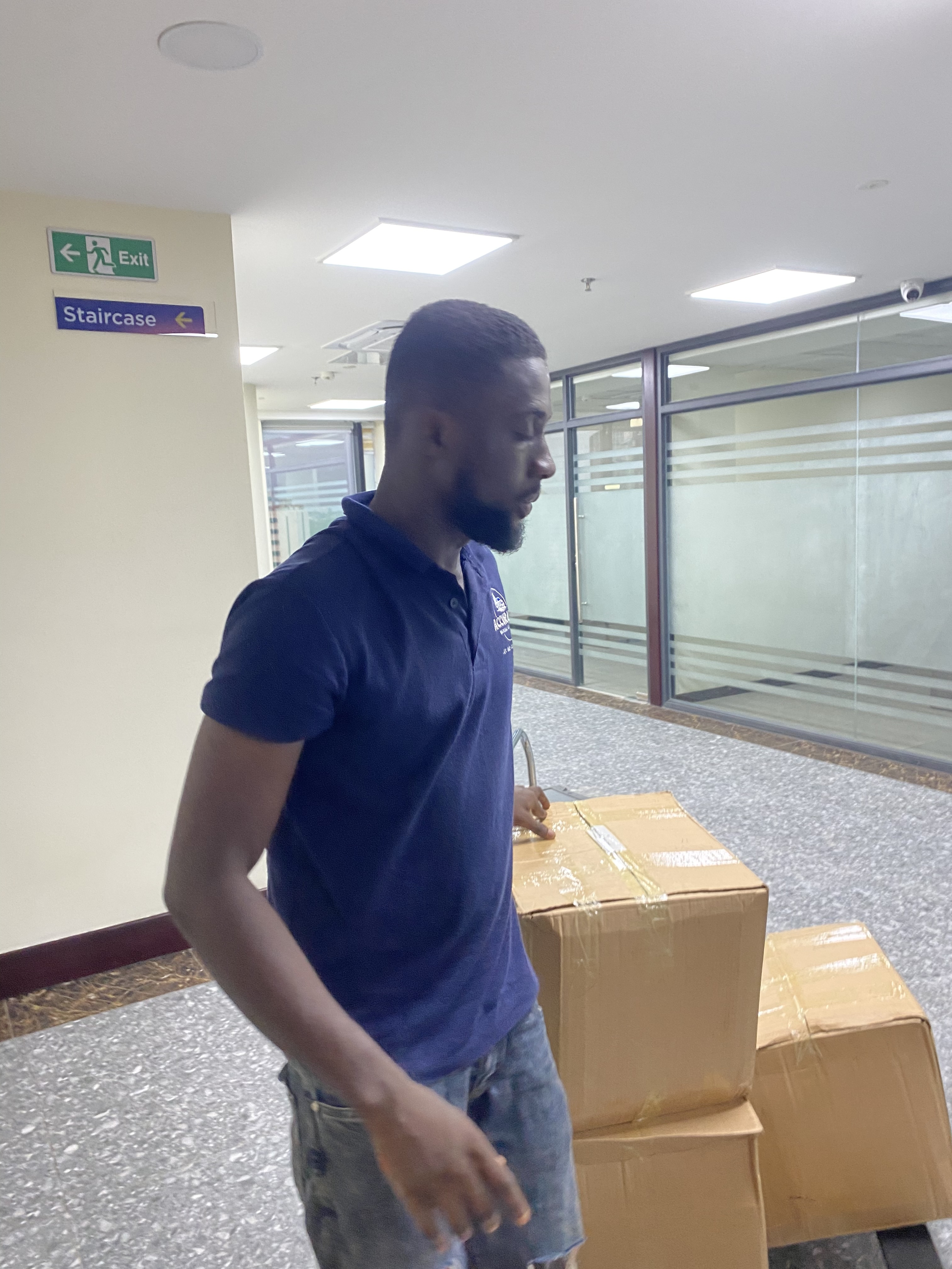 Office furniture being moved